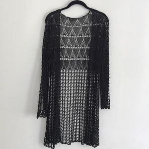 Black Croquet Button Up Cardigan